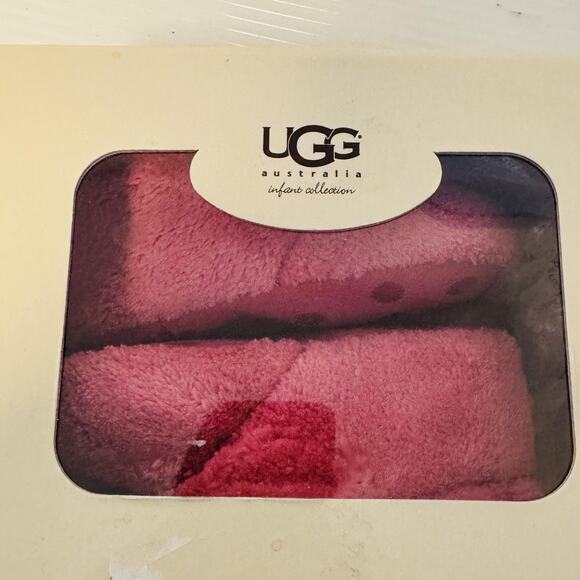 UGG Shoes Infant Girl 4/5 Pink Fuzzy Baby Bixbee Booties Slipper Cozy Australia - Picture 11 of 13